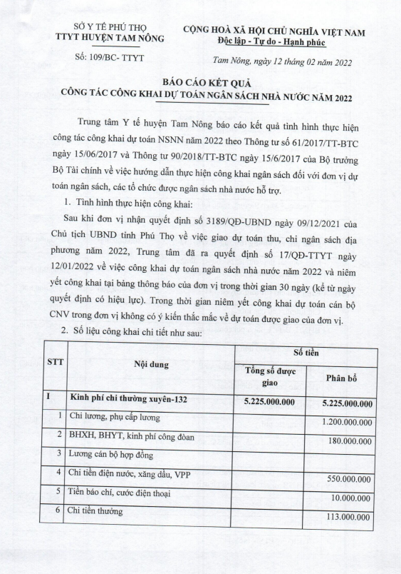 bao cao kq cong tác du toan 2022