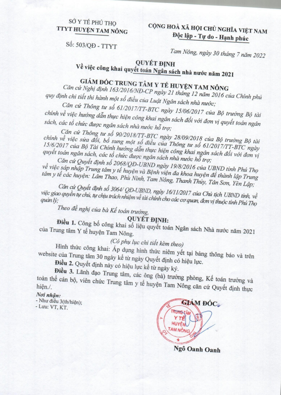 QĐ PHÊ DUYỆT CÔNG KHAI QUYẾT TOÁN NSNN 2021 1